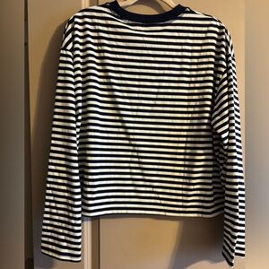 Navy and White Striped Long Sleeve Womens Shirt